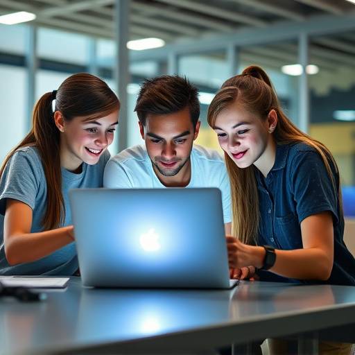 Étudiants collaborant sur un projet d'apprentissage en ligne